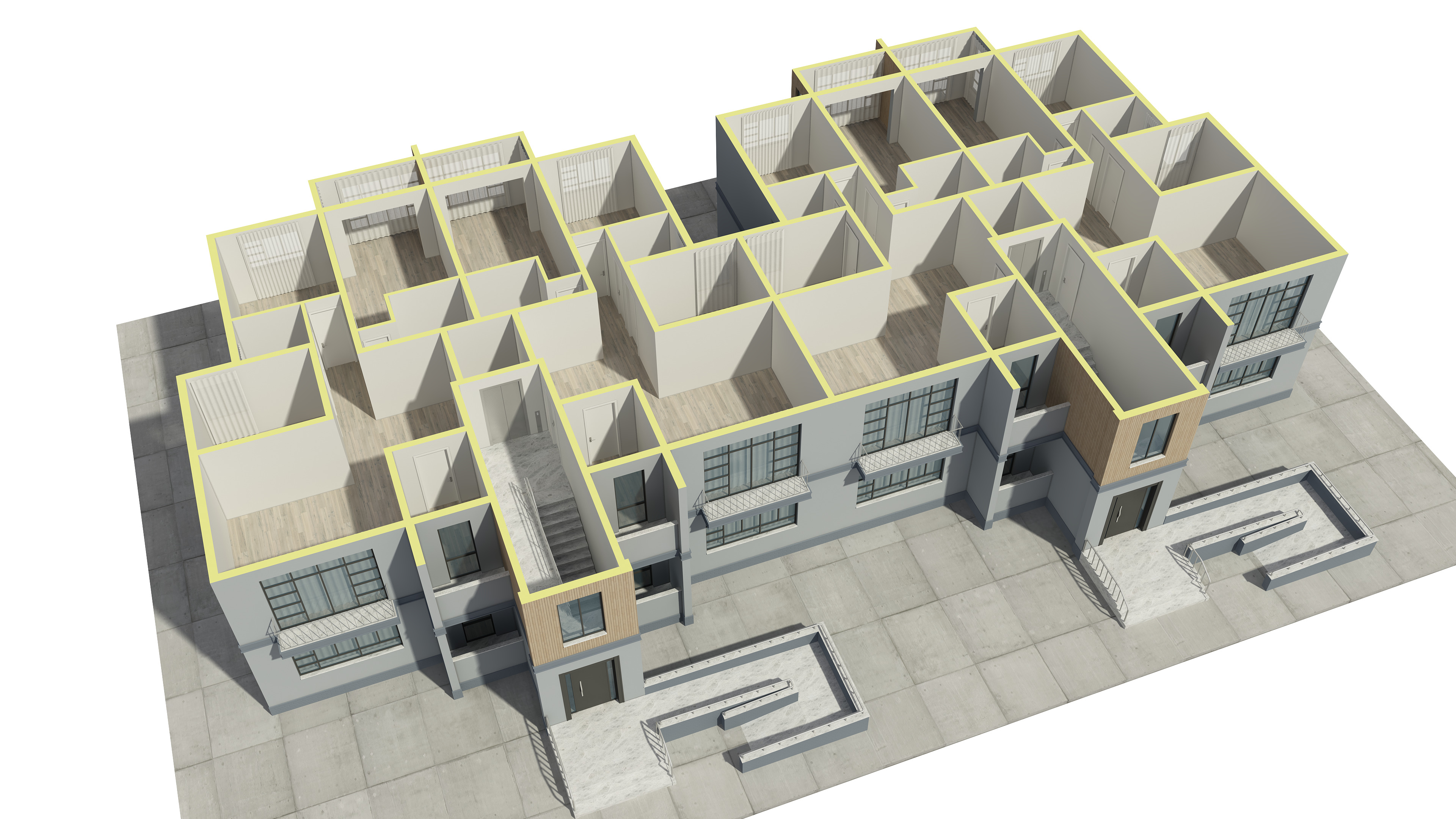 Apartment Building With Interior 3D model_9