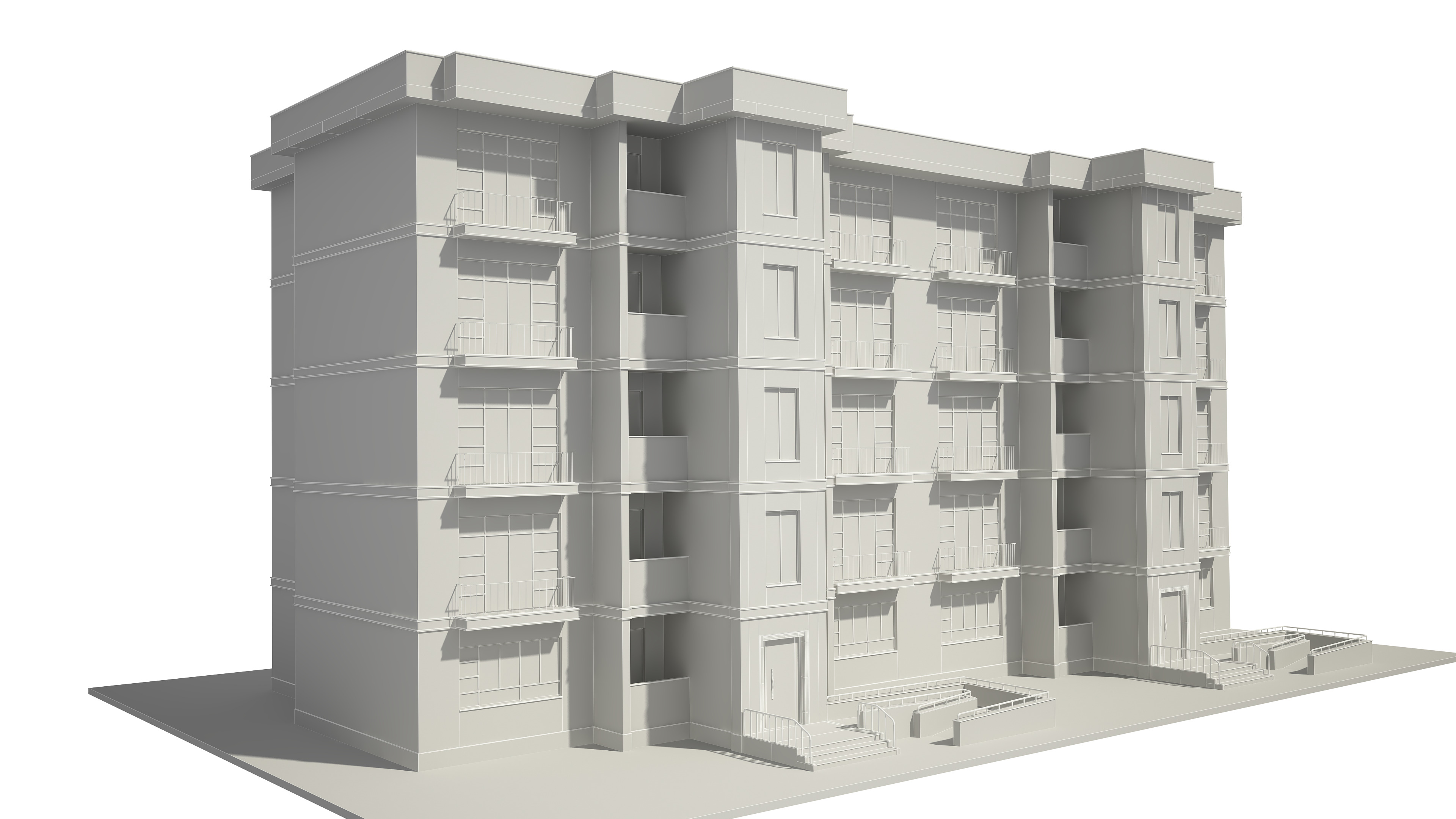 Apartment Building With Interior 3D model_12