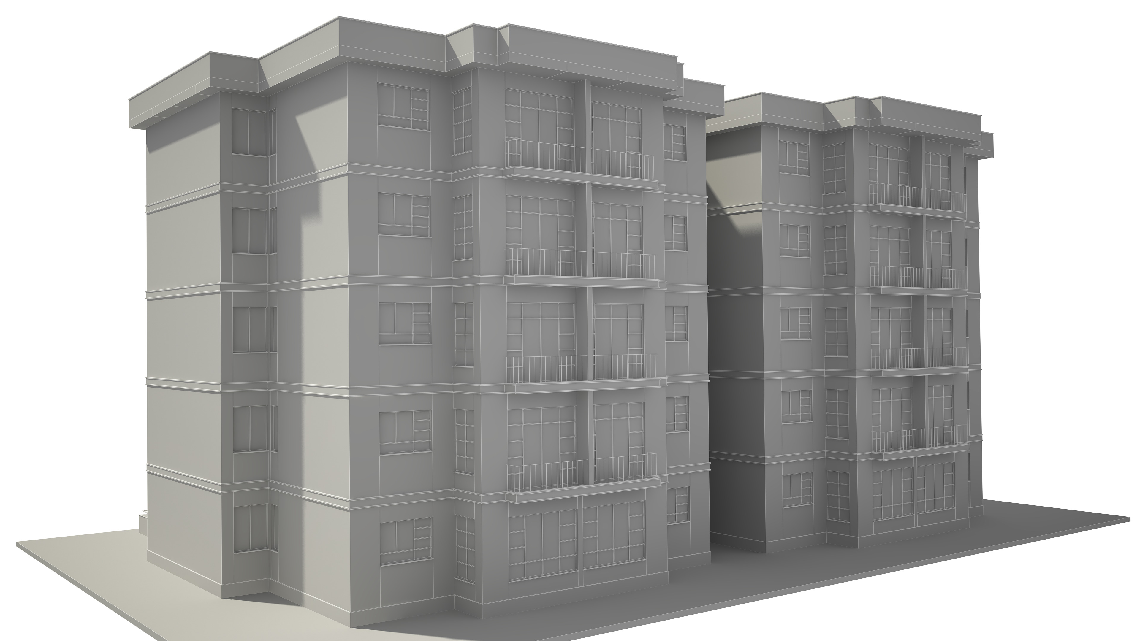 Apartment Building With Interior 3D model_14