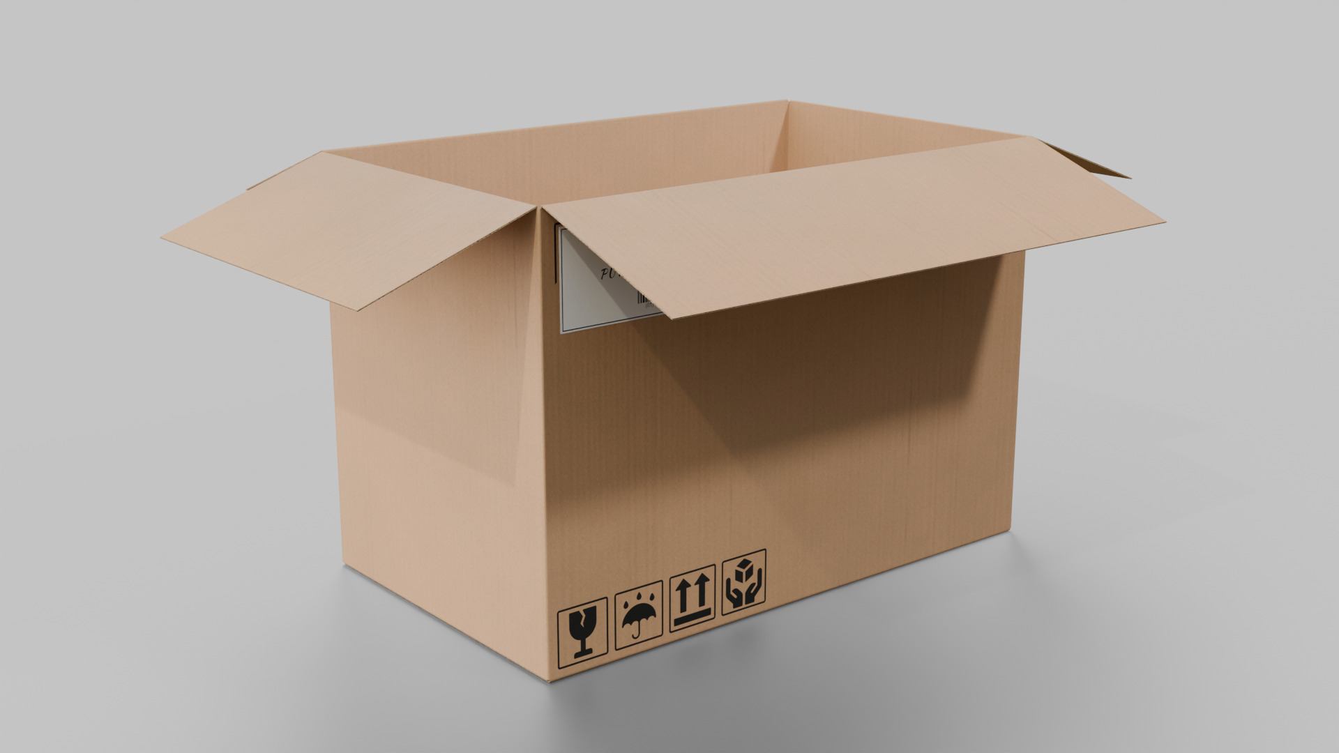 Rectangular Deep Cardboard Box - Rigged and Fully Customizable Low-poly 3D model_7