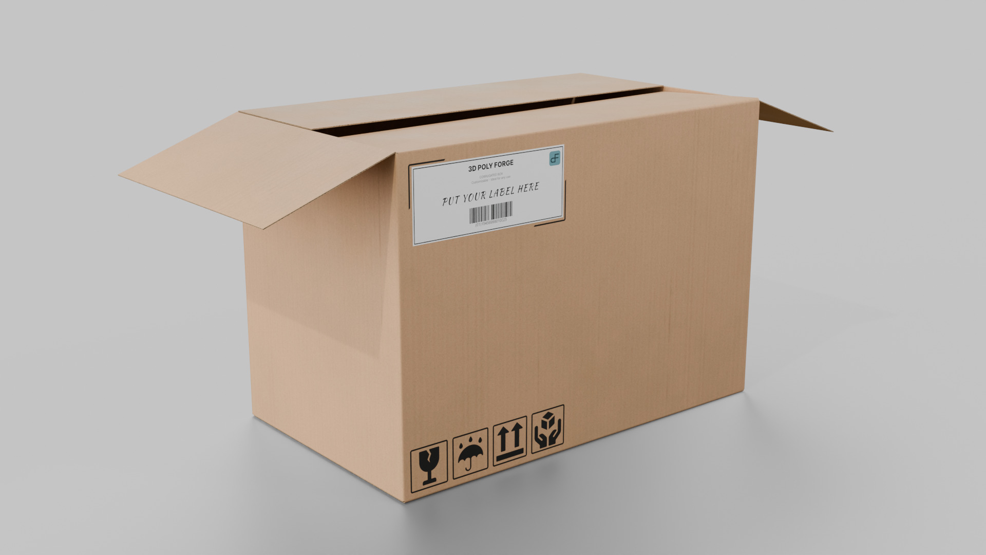 Rectangular Deep Cardboard Box - Rigged and Fully Customizable Low-poly 3D model_8