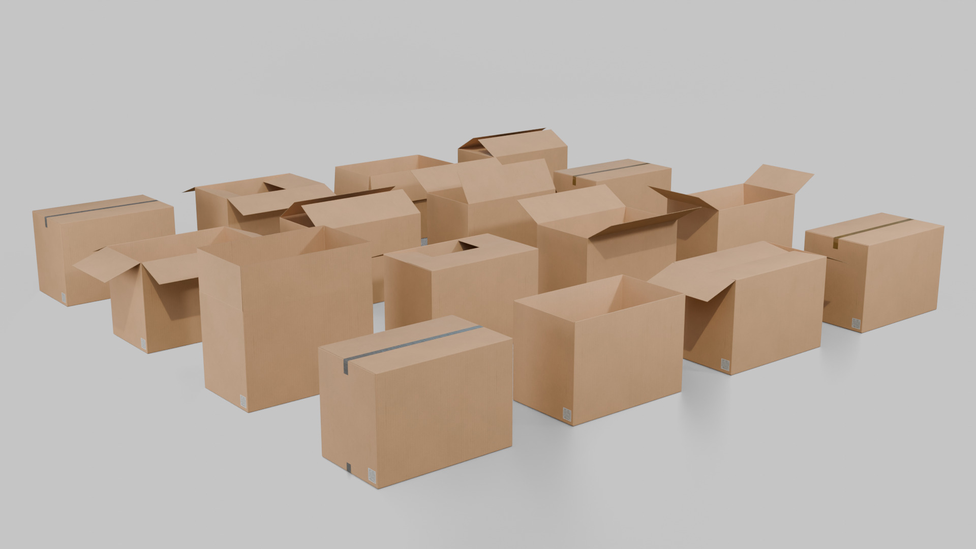 Rectangular Deep Cardboard Box - Rigged and Fully Customizable Low-poly 3D model_12