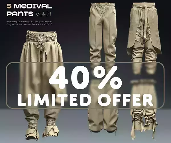 5 Medival Pants Collection Vol 01 