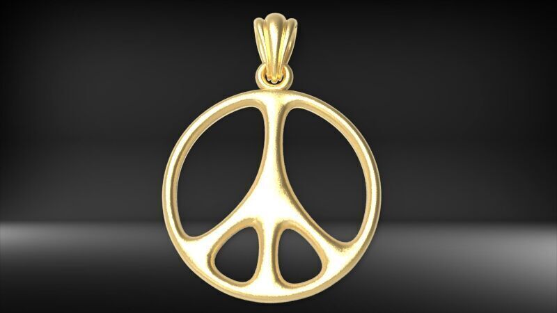 Peace Sign Jewelry Hippie Style Love Peace Pendant Necklace 3D print model_1