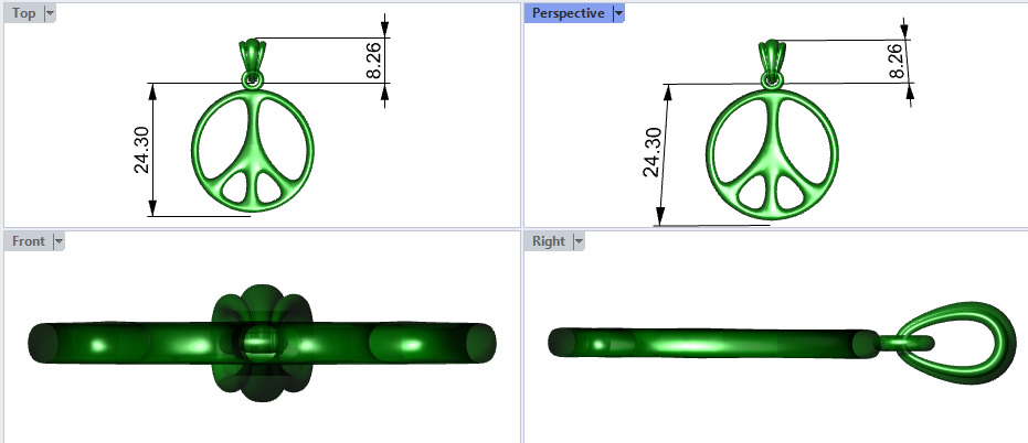 Peace Sign Jewelry Hippie Style Love Peace Pendant Necklace 3D print model_11