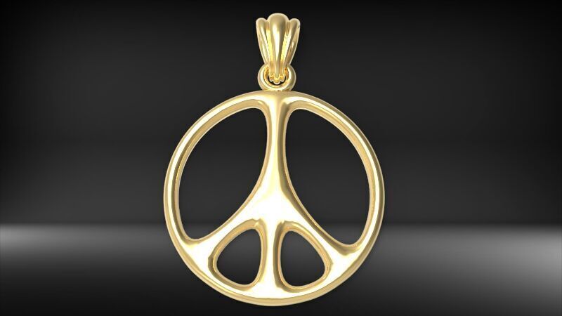 Peace Sign Jewelry Hippie Style Love Peace Pendant Necklace 3D print model_8