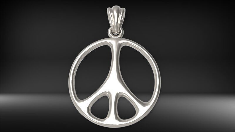 Peace Sign Jewelry Hippie Style Love Peace Pendant Necklace 3D print model_3