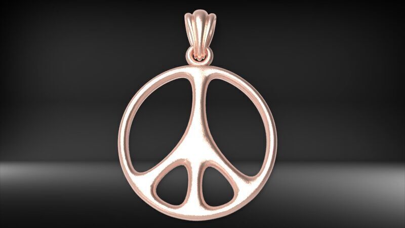 Peace Sign Jewelry Hippie Style Love Peace Pendant Necklace 3D print model_5