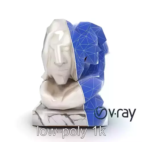 Baroque Marble Sculpture Dynamic Drapery model pack Low-poly 3D model