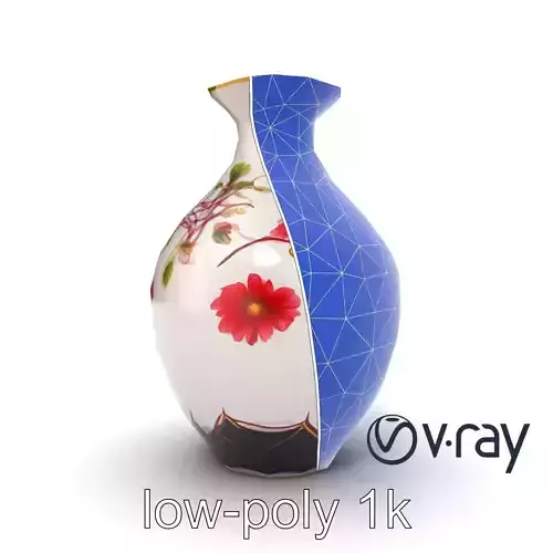 Art Nouveau Decorative Vase with Floral Motifs model pack Low-poly 3D model