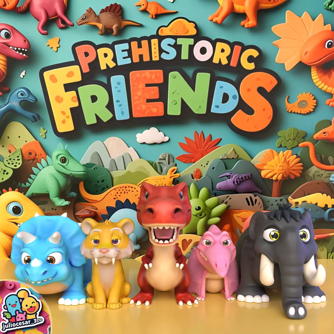 Prehistoric Friends 3D print model