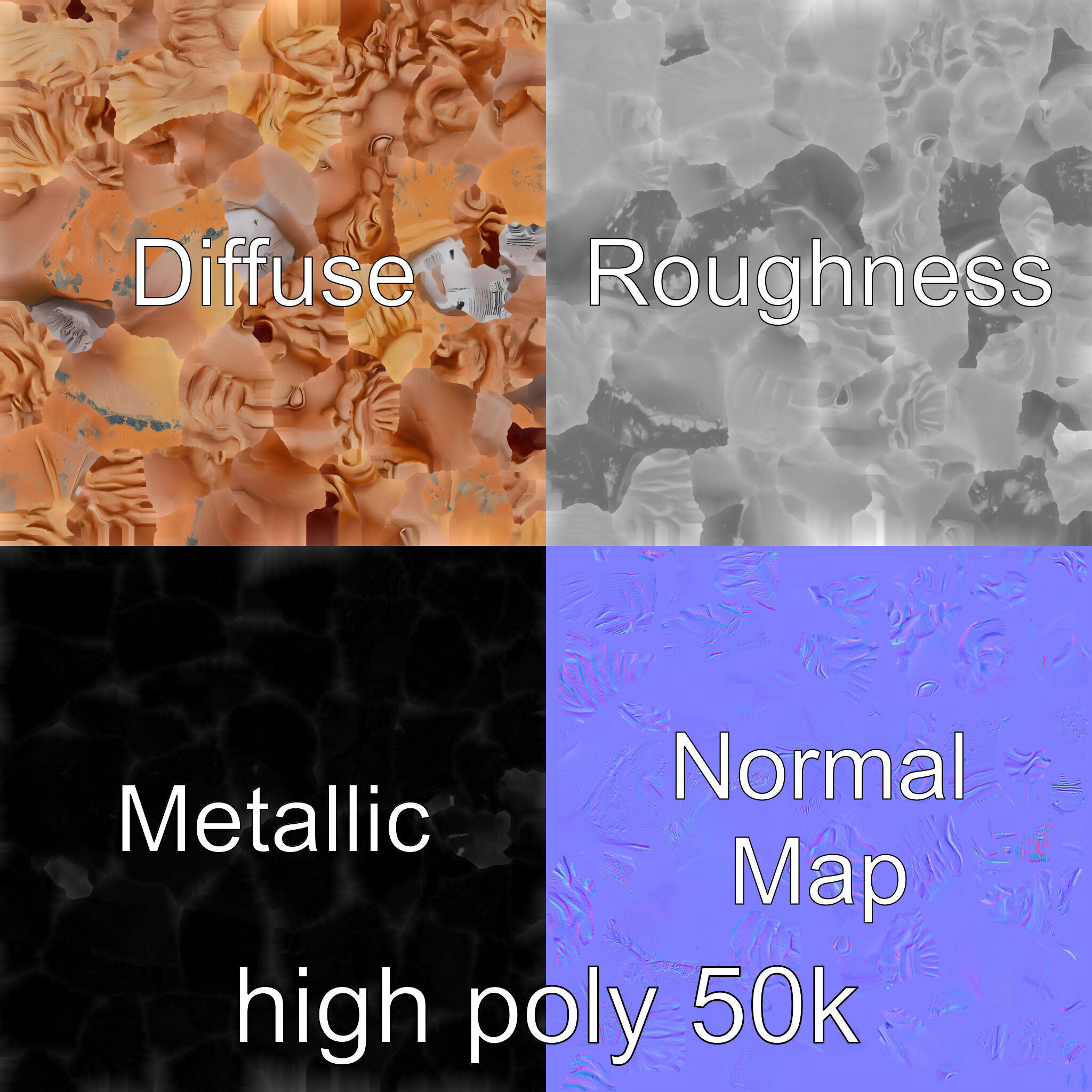 Ancient Greek Terracotta Statue model pack Low-poly 3D model_3