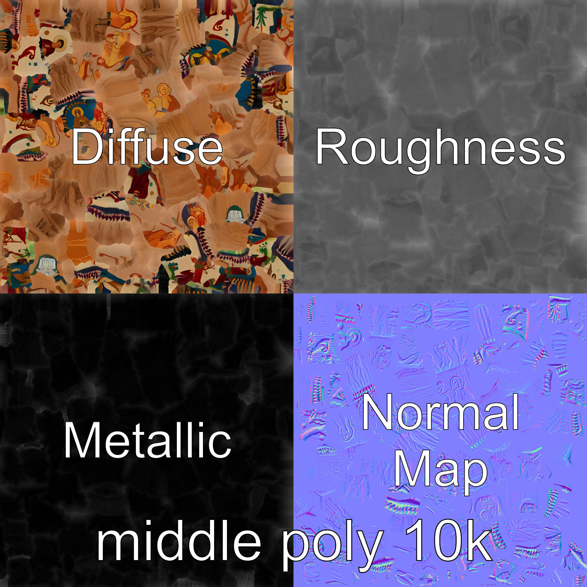 Byzantine Mosaic Panel Religious Iconography model pack Low-poly 3D model_2