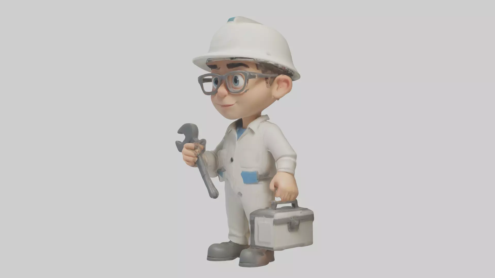 Cartoon Technician model 3D model_0