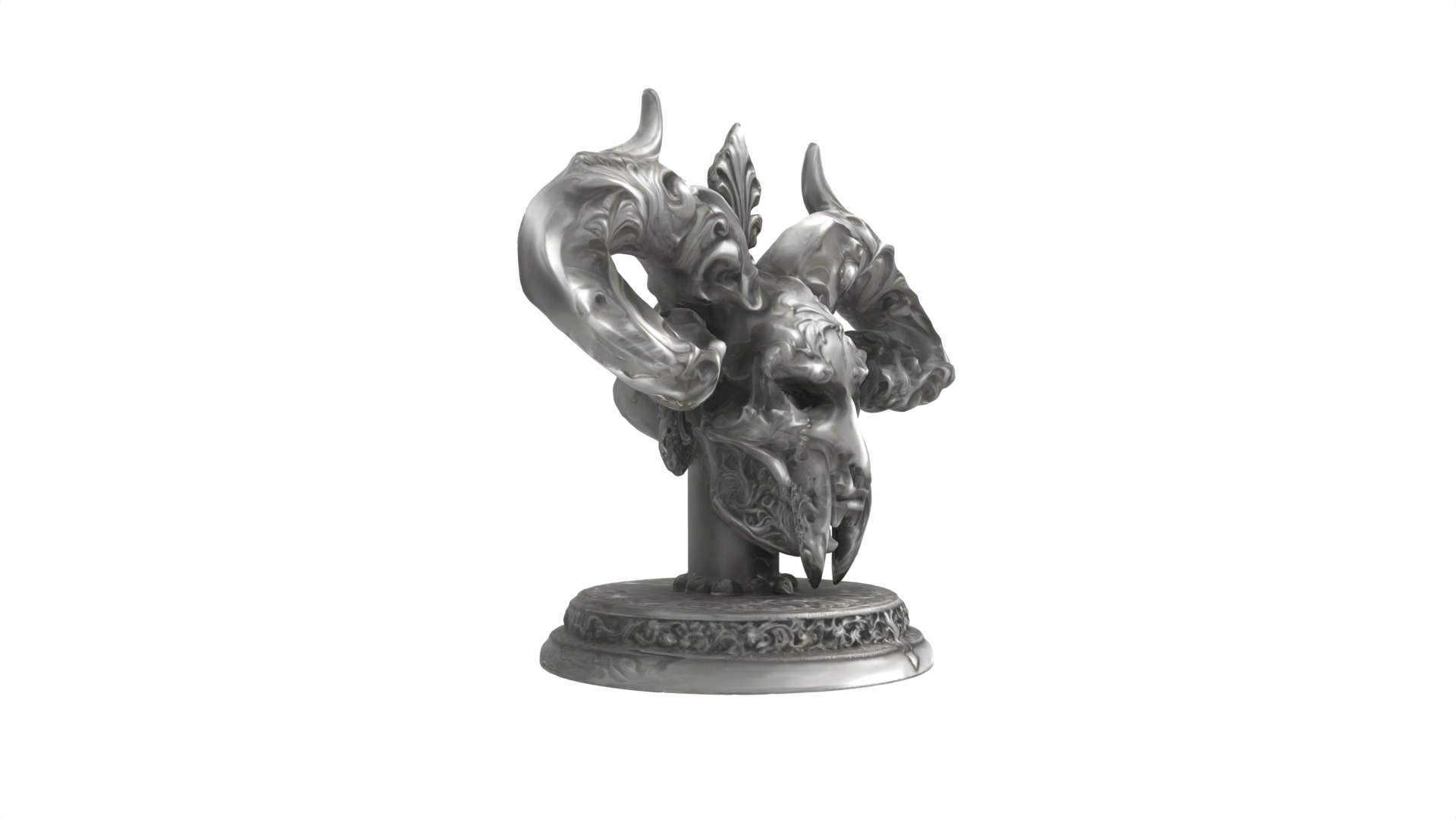 alien head statue Low-poly 3D model_3