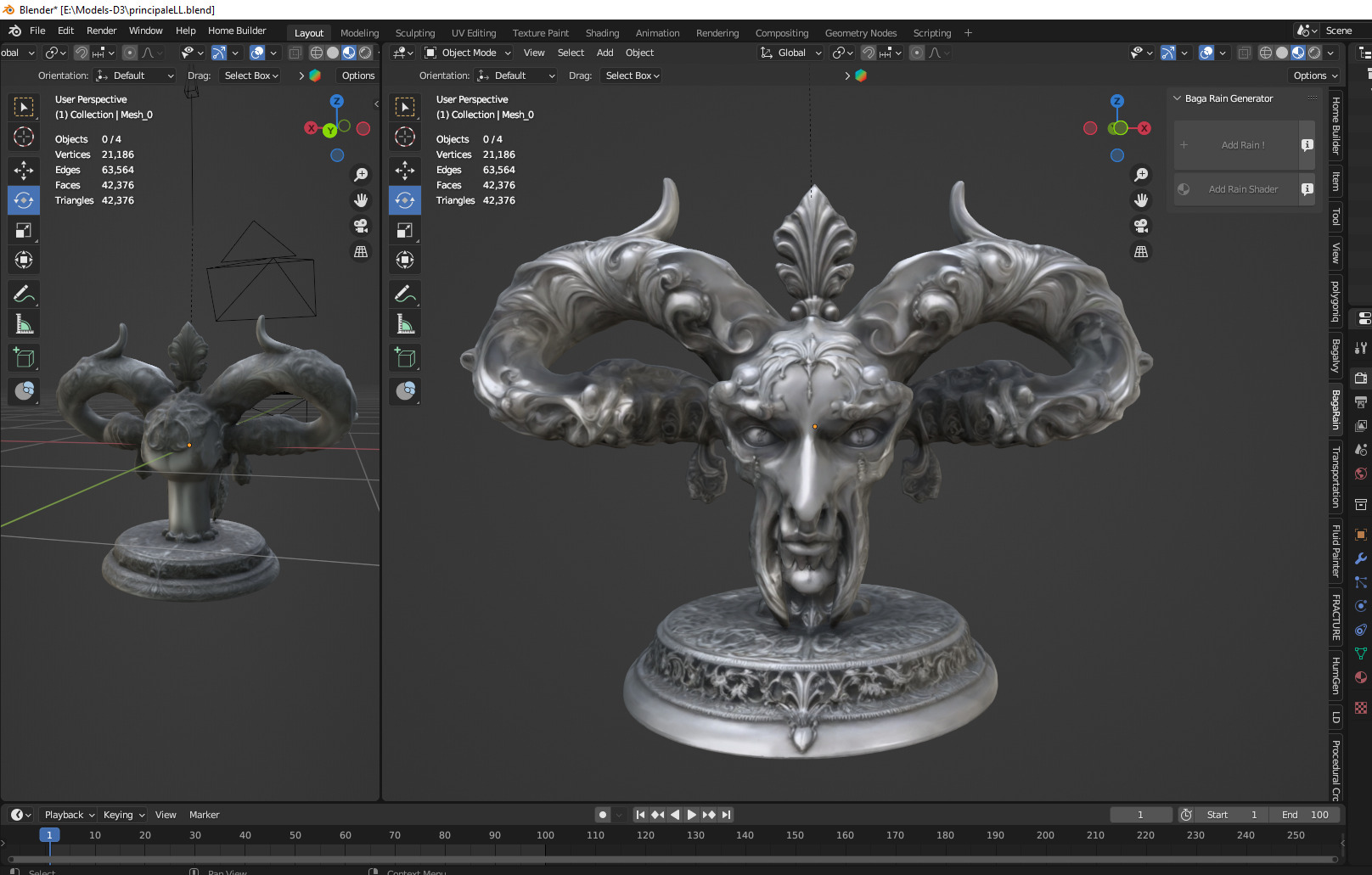alien head statue Low-poly 3D model_2