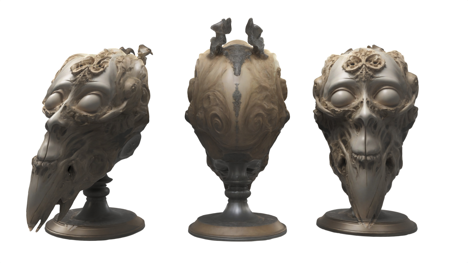 alien head statue 07 Low-poly 3D model_3