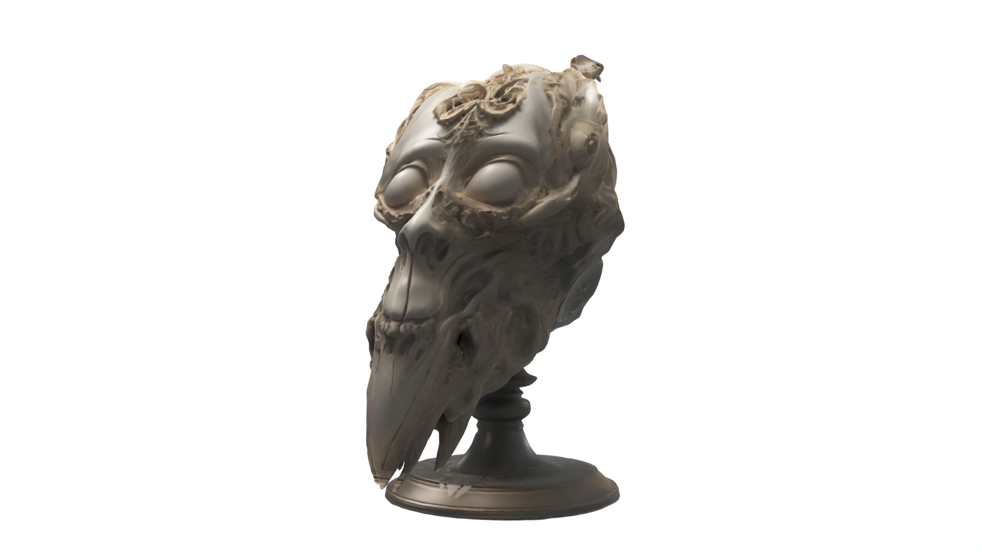 alien head statue 07 Low-poly 3D model_5