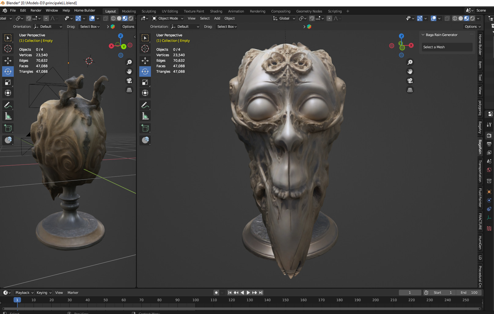 alien head statue 07 Low-poly 3D model_2