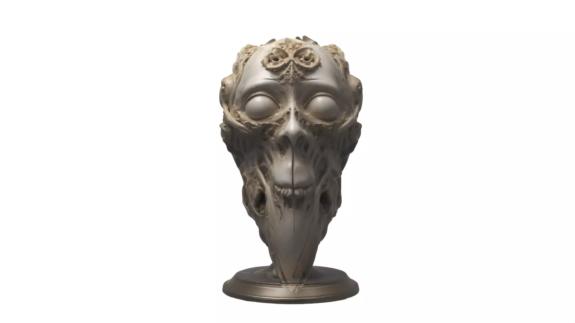 alien head statue 07 Low-poly 3D model_0