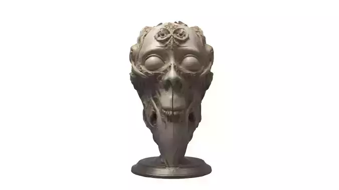 alien head statue 07