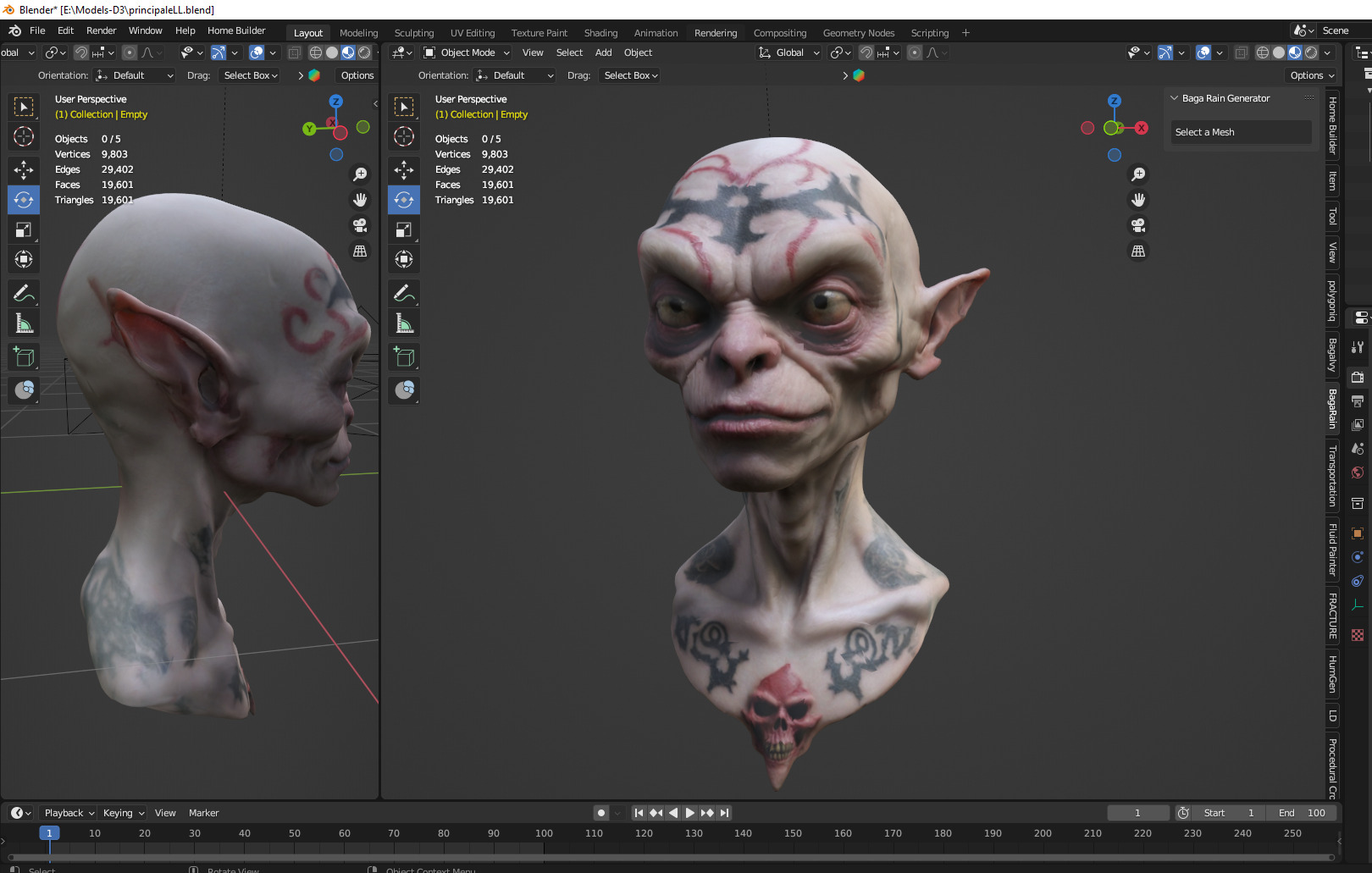 alien head Low-poly 3D model_2