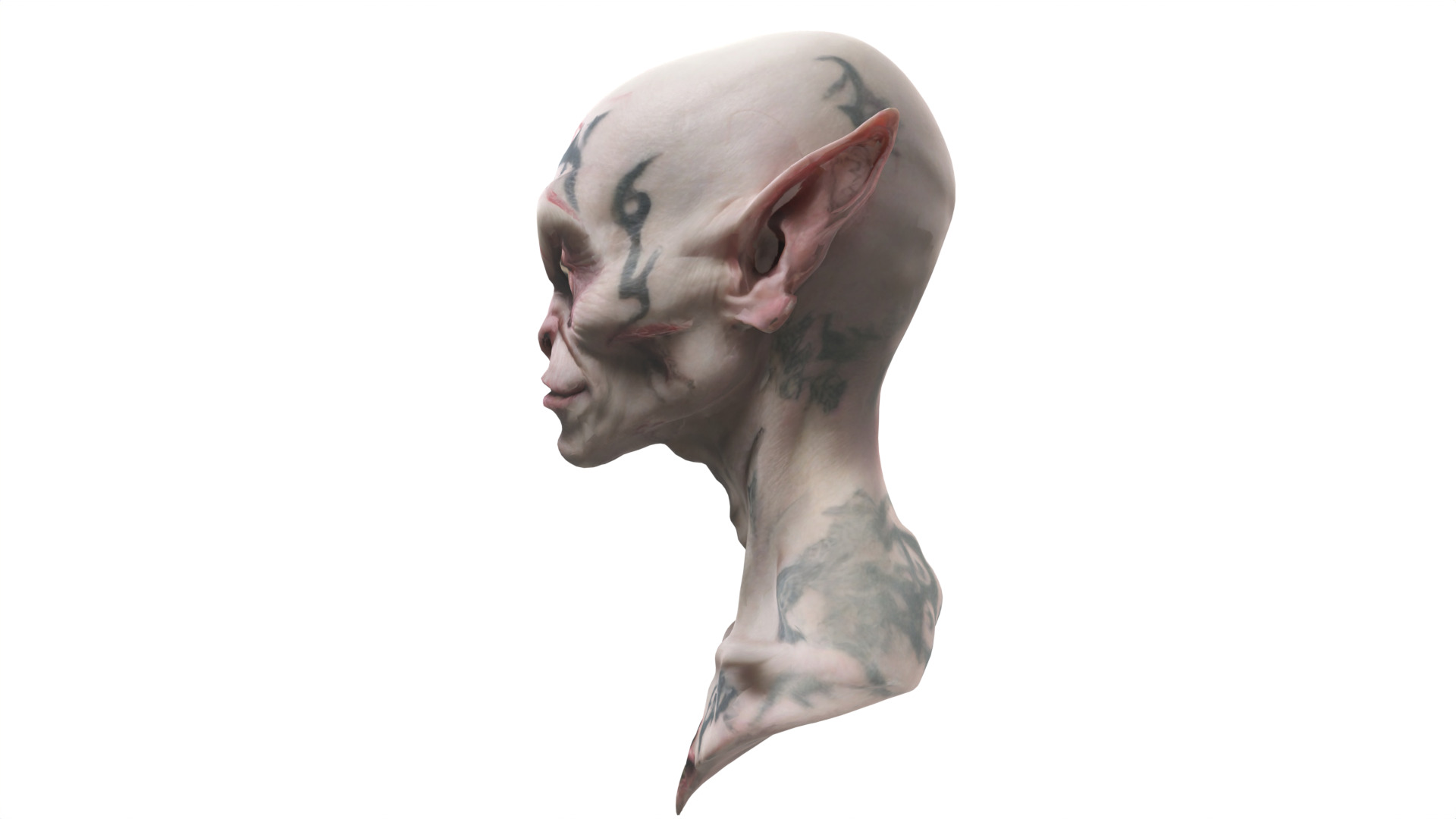 alien head Low-poly 3D model_6