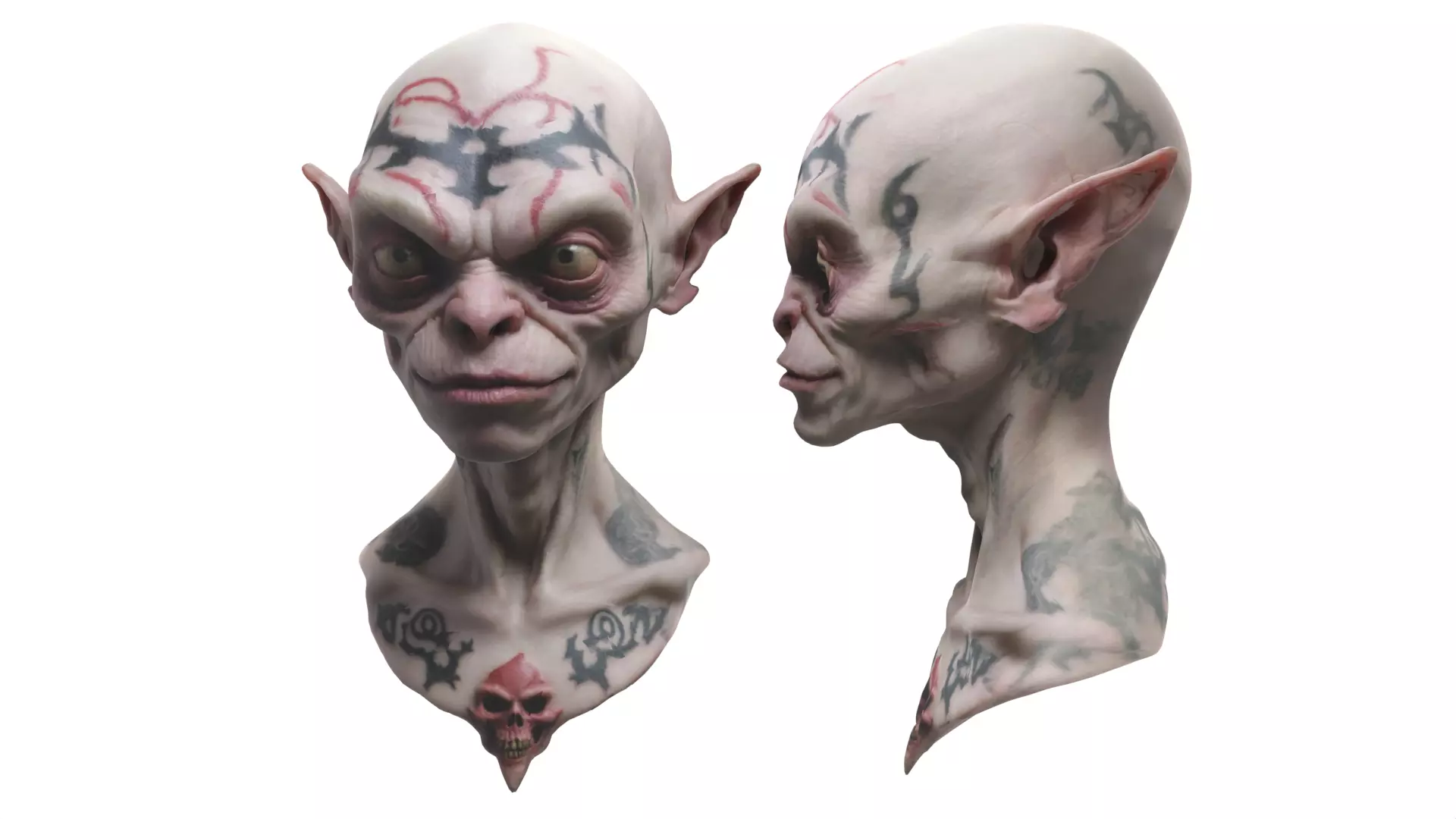 alien head Low-poly 3D model_0