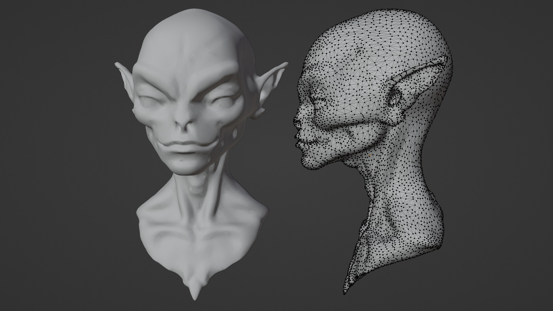 alien head Low-poly 3D model_4