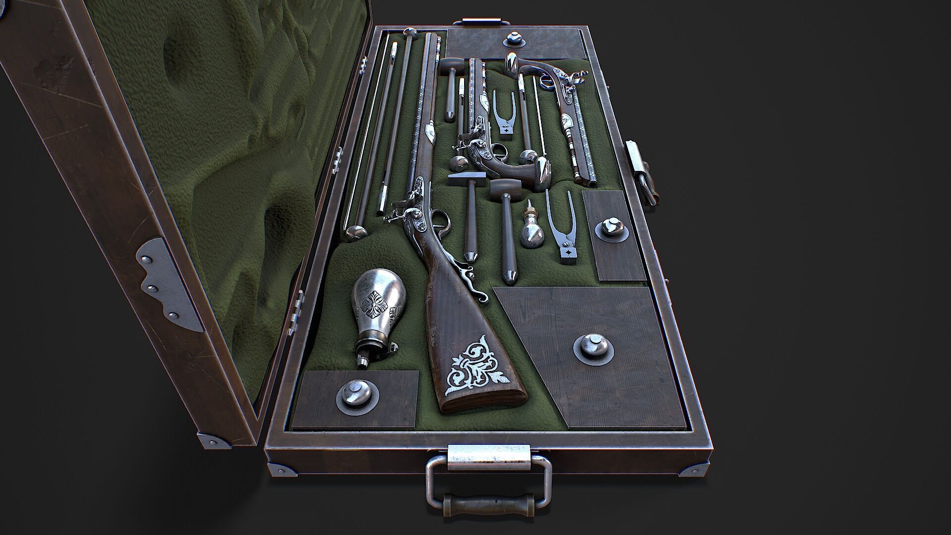 Flintlock Gun Case Low-poly 3D model_15