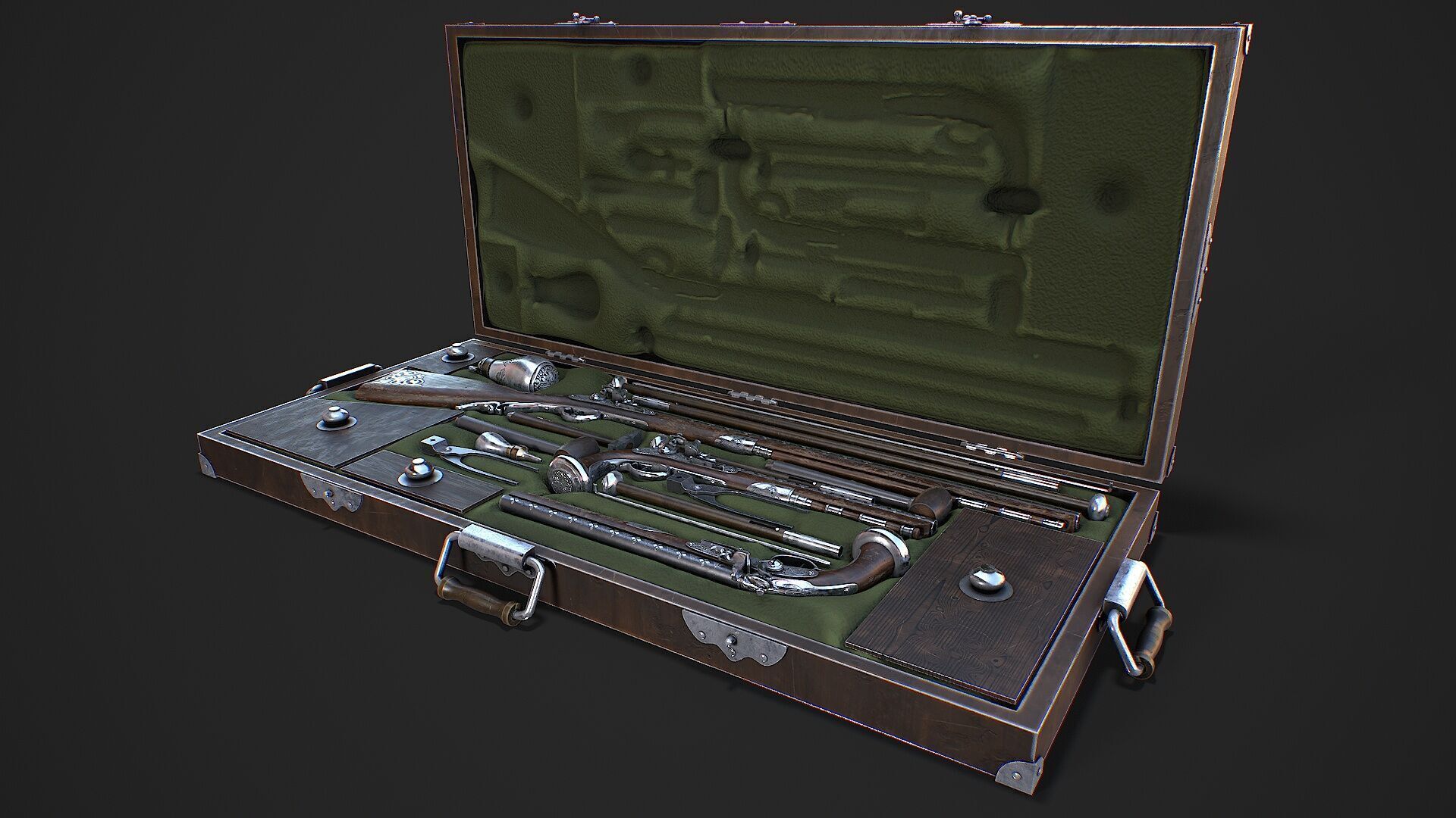Flintlock Gun Case Low-poly 3D model_13