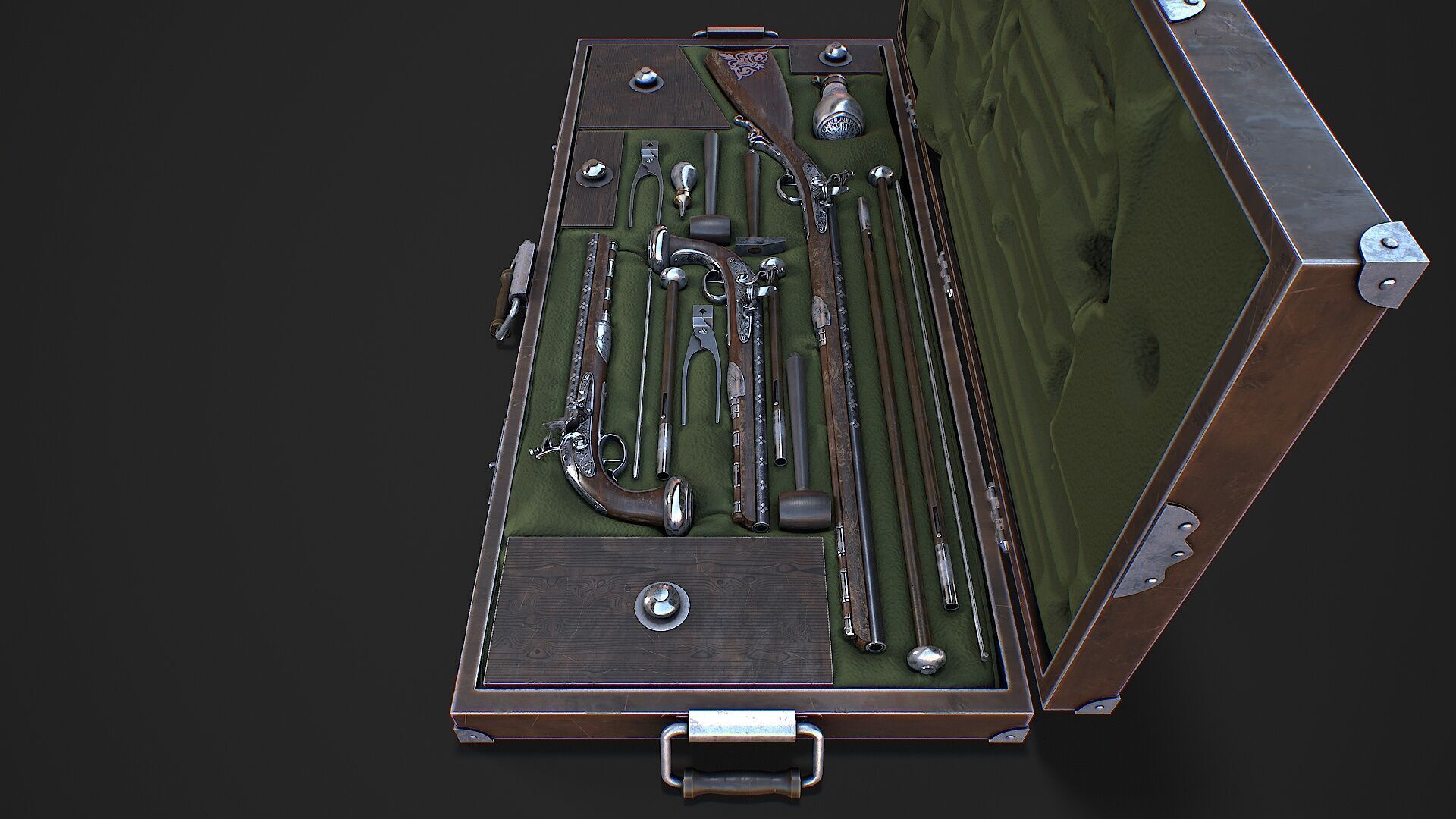 Flintlock Gun Case Low-poly 3D model_17