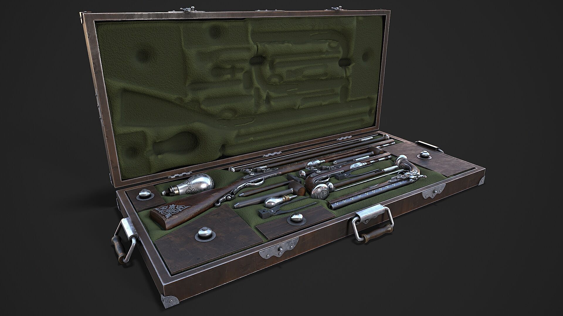 Flintlock Gun Case Low-poly 3D model_9