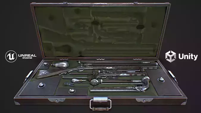 Flintlock Gun Case Low-poly 3D model Flintlock Gun Case Low-poly 3D model
