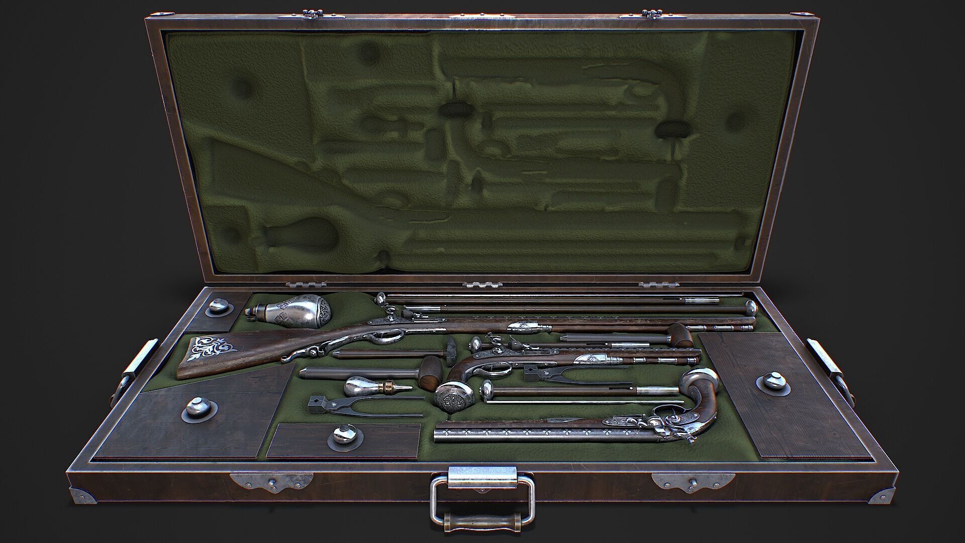 Flintlock Gun Case Low-poly 3D model_3