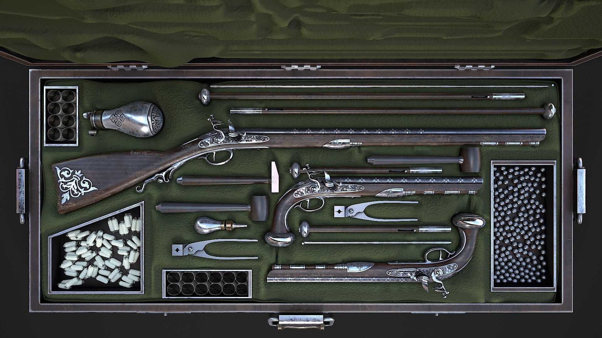 Flintlock Gun Case Low-poly 3D model_6