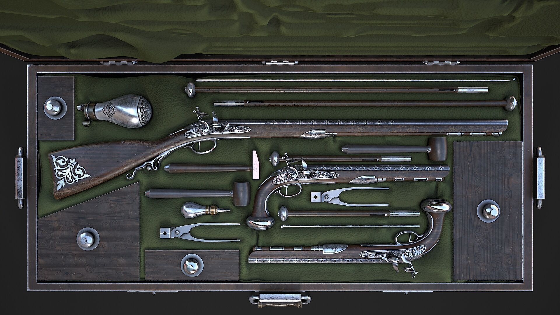 Flintlock Gun Case Low-poly 3D model_5