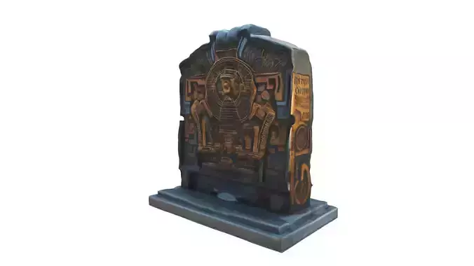 Intricate stone tablet with carvings