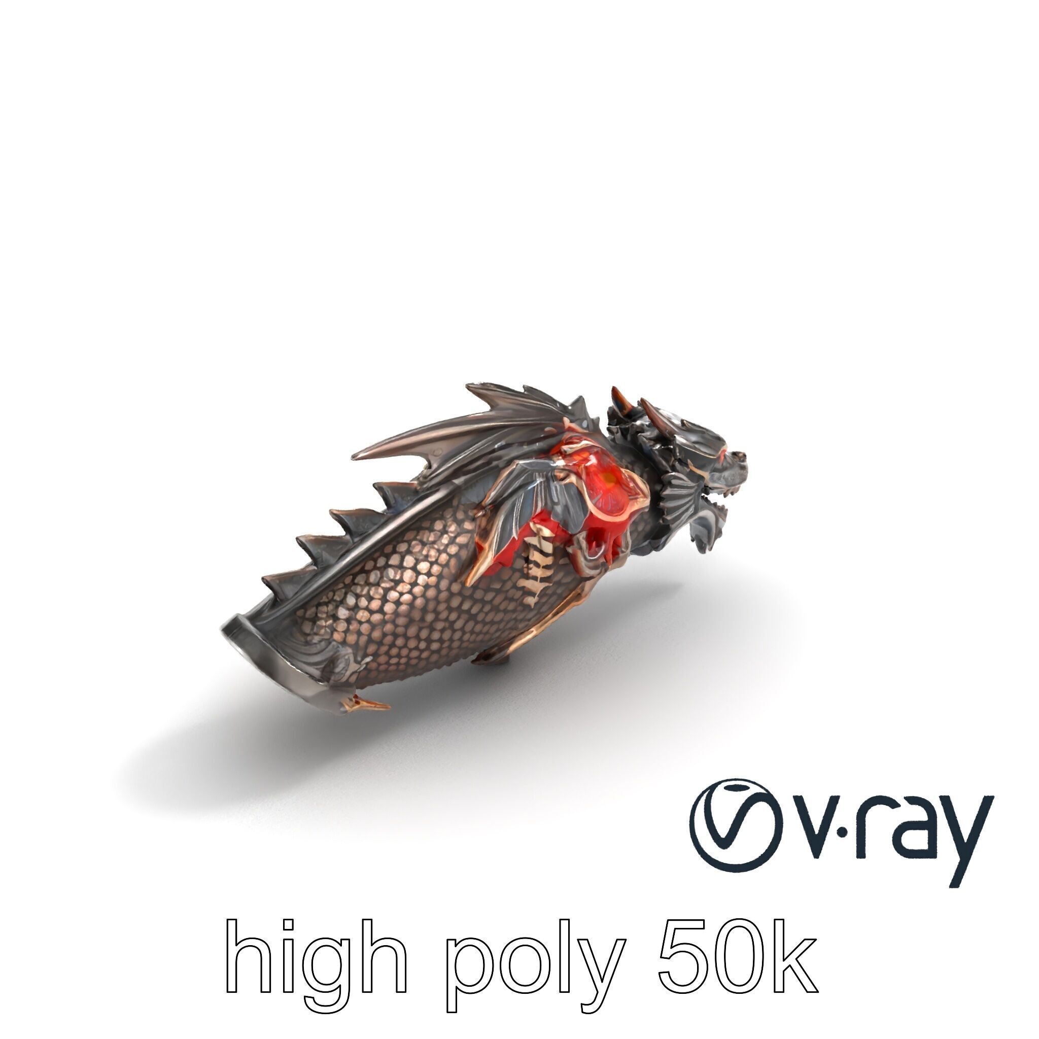 Fantasy Dragon Knight Armor model pack Low-poly 3D model_11