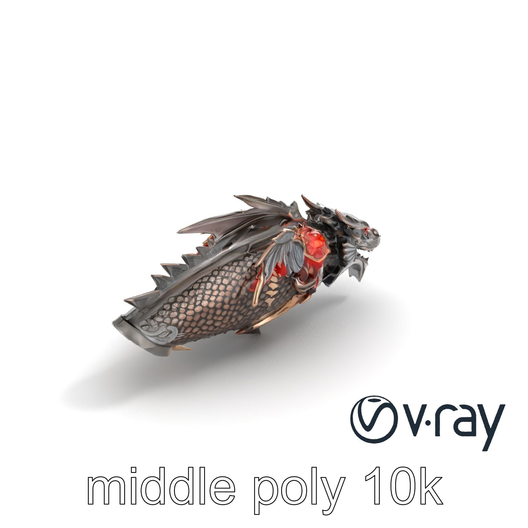 Fantasy Dragon Knight Armor model pack Low-poly 3D model_9