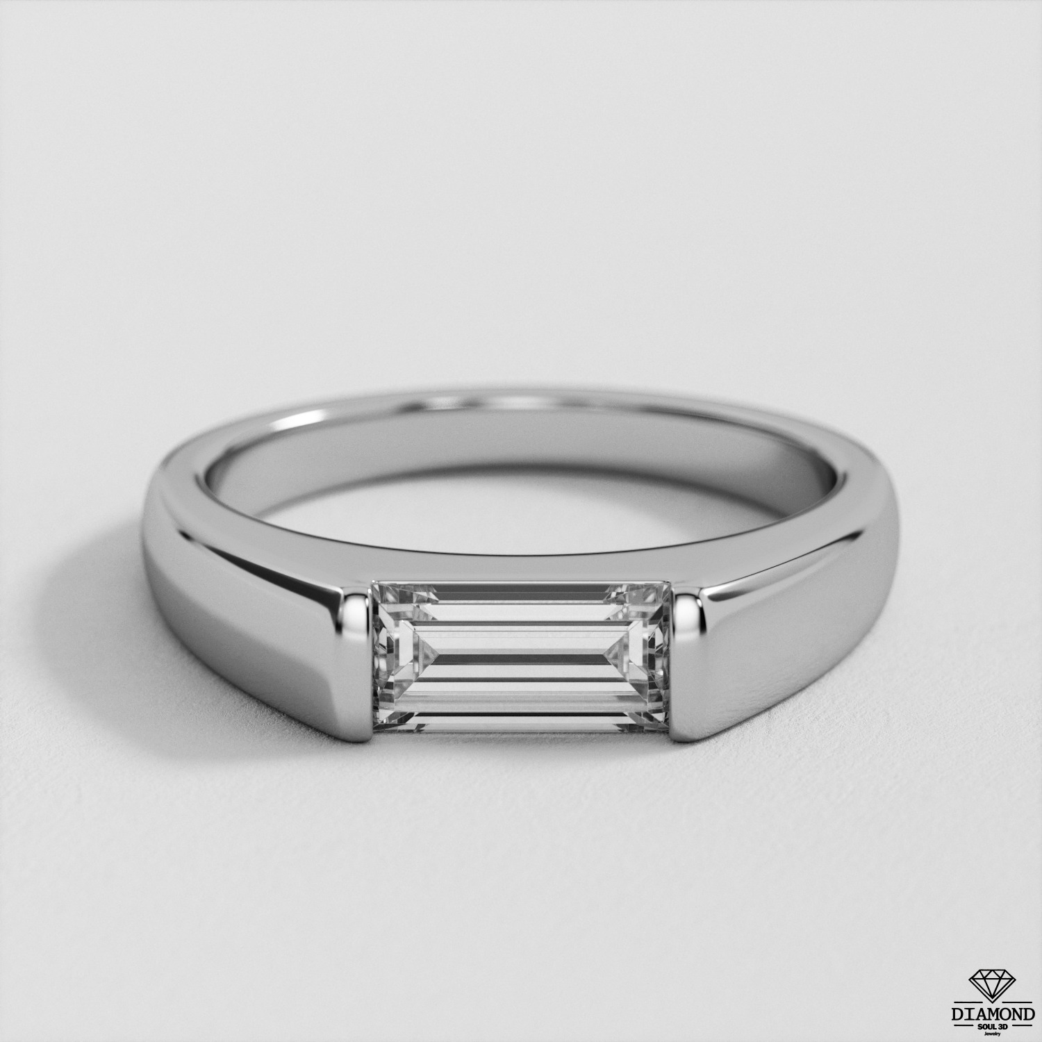 Ring Baguette 4x8mm 3D print model_4