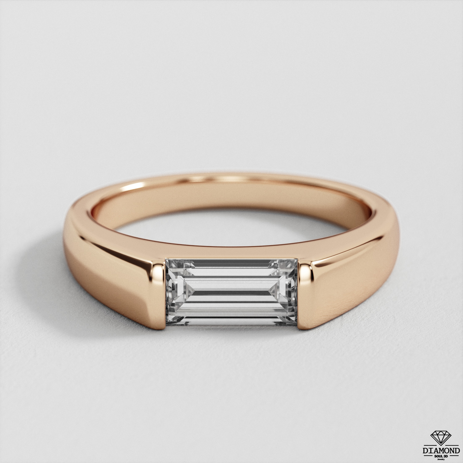Ring Baguette 4x8mm 3D print model_2