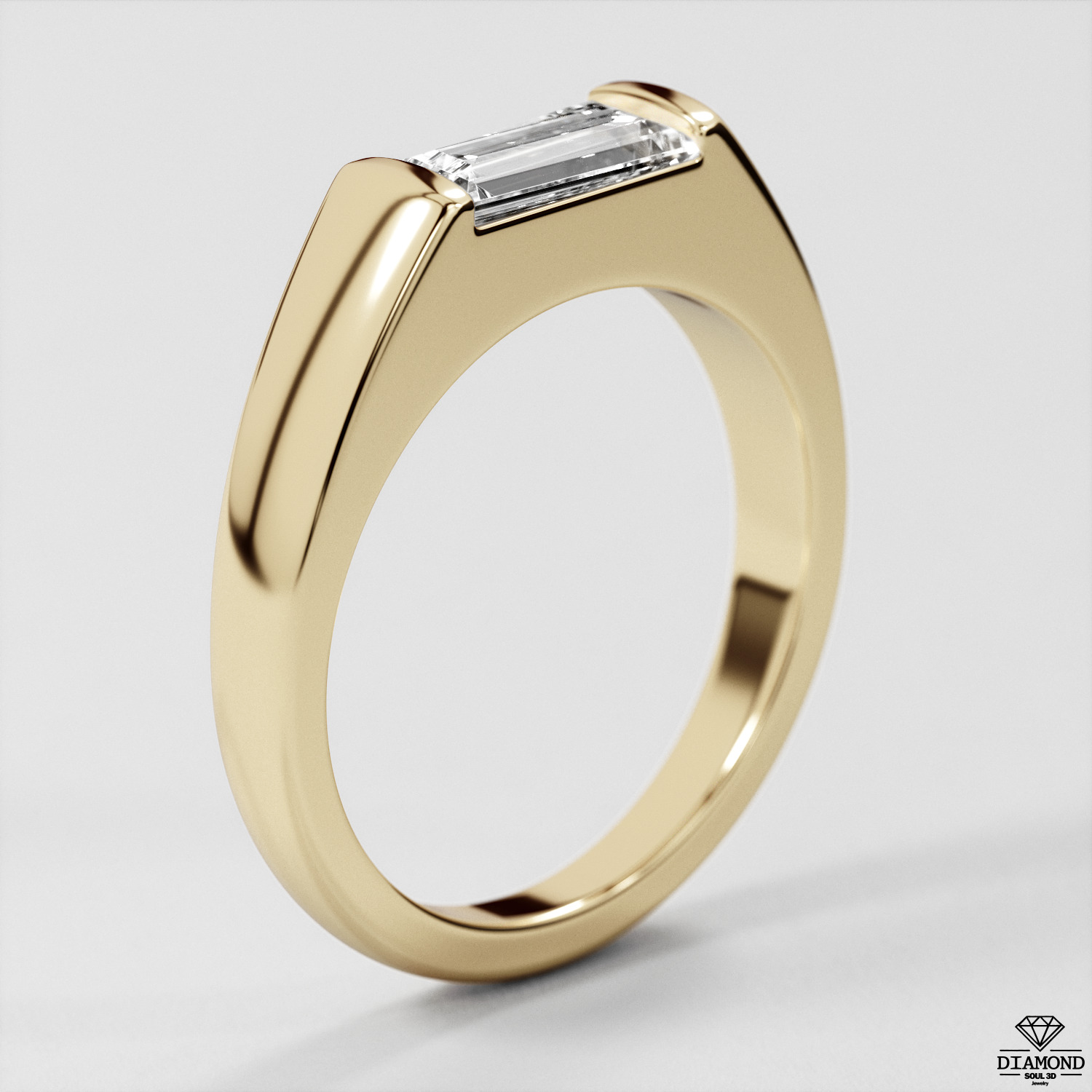 Ring Baguette 4x8mm 3D print model_1
