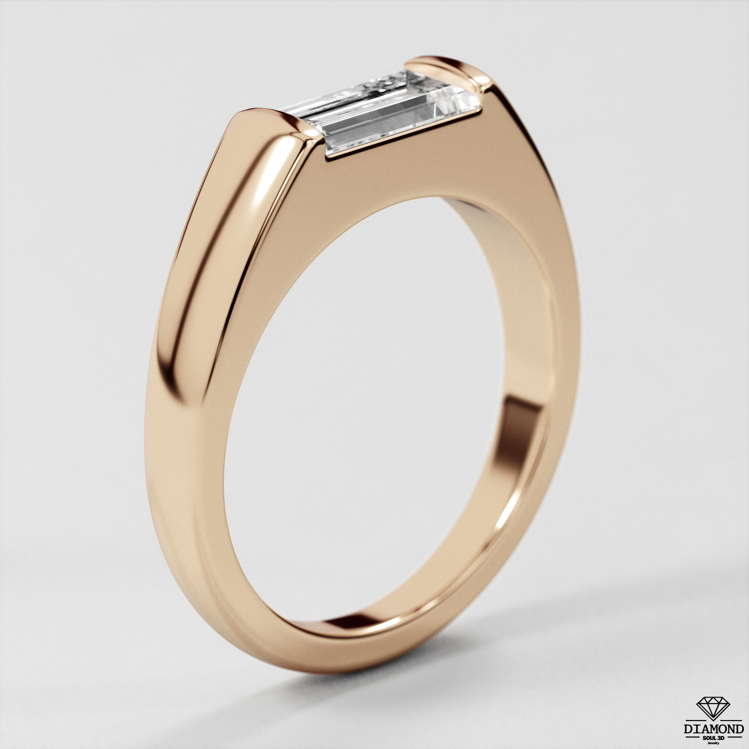Ring Baguette 4x8mm 3D print model_3