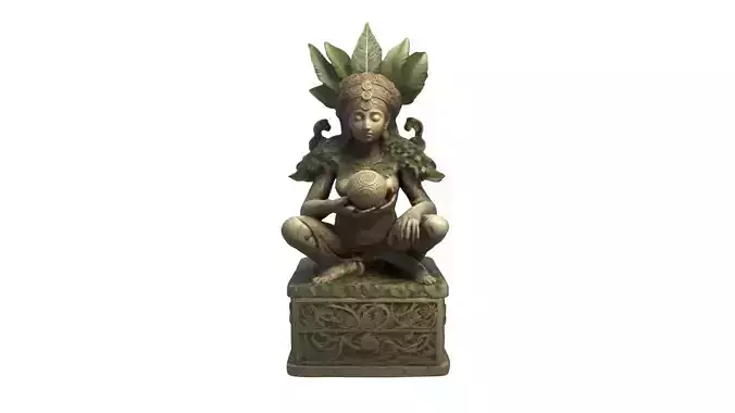 A seated female statue