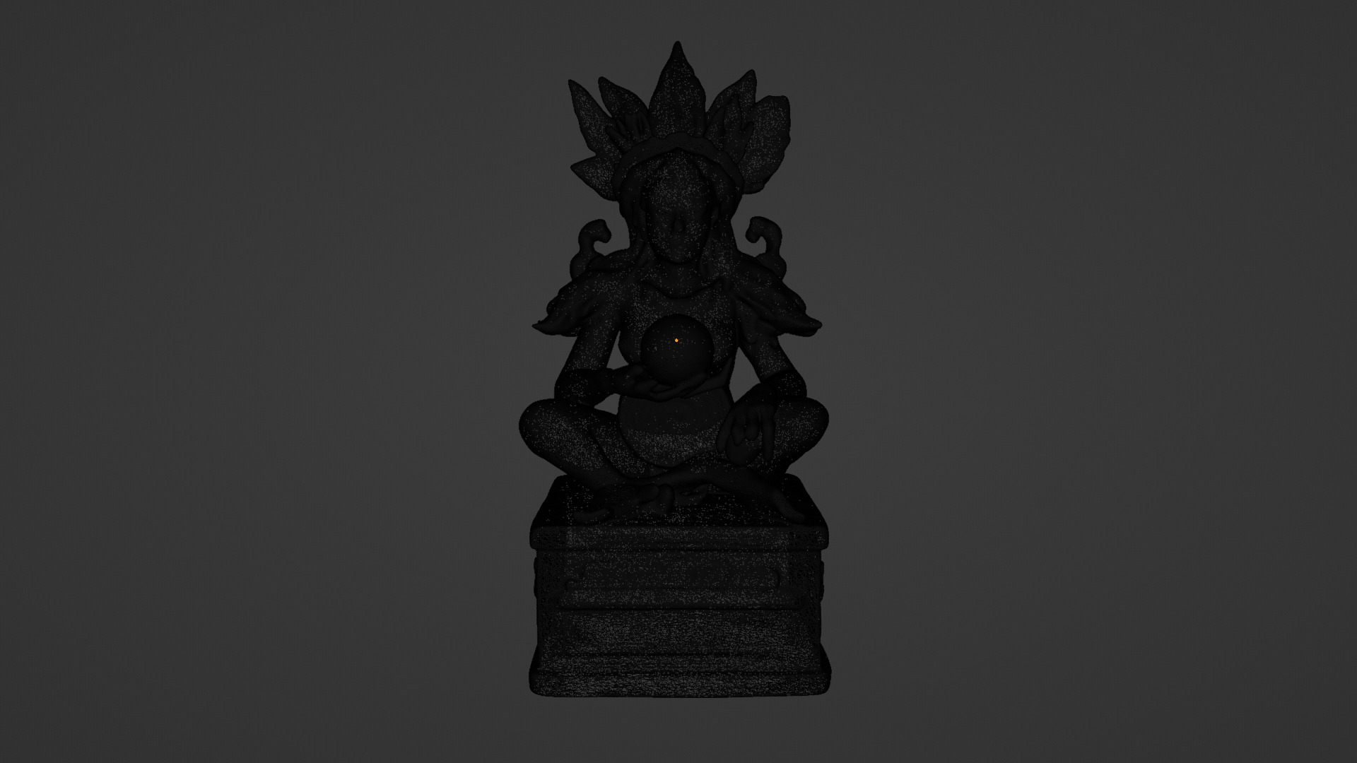 A seated female statue Low-poly 3D model_6