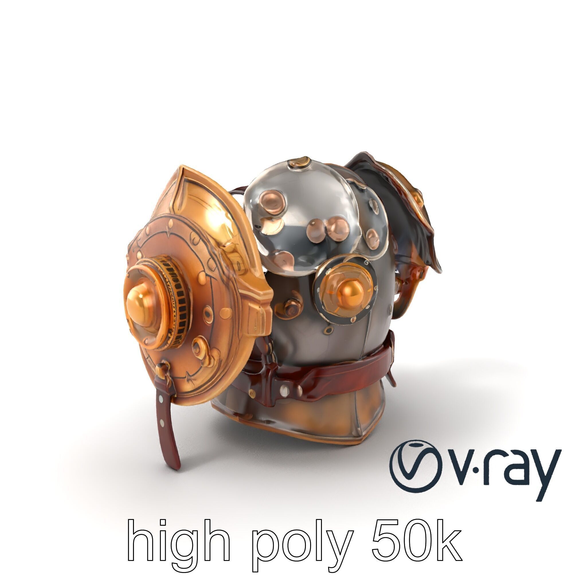 Steampunk Knight Armor Vintage Aesthetic Model Pack Low-poly 3D model_5