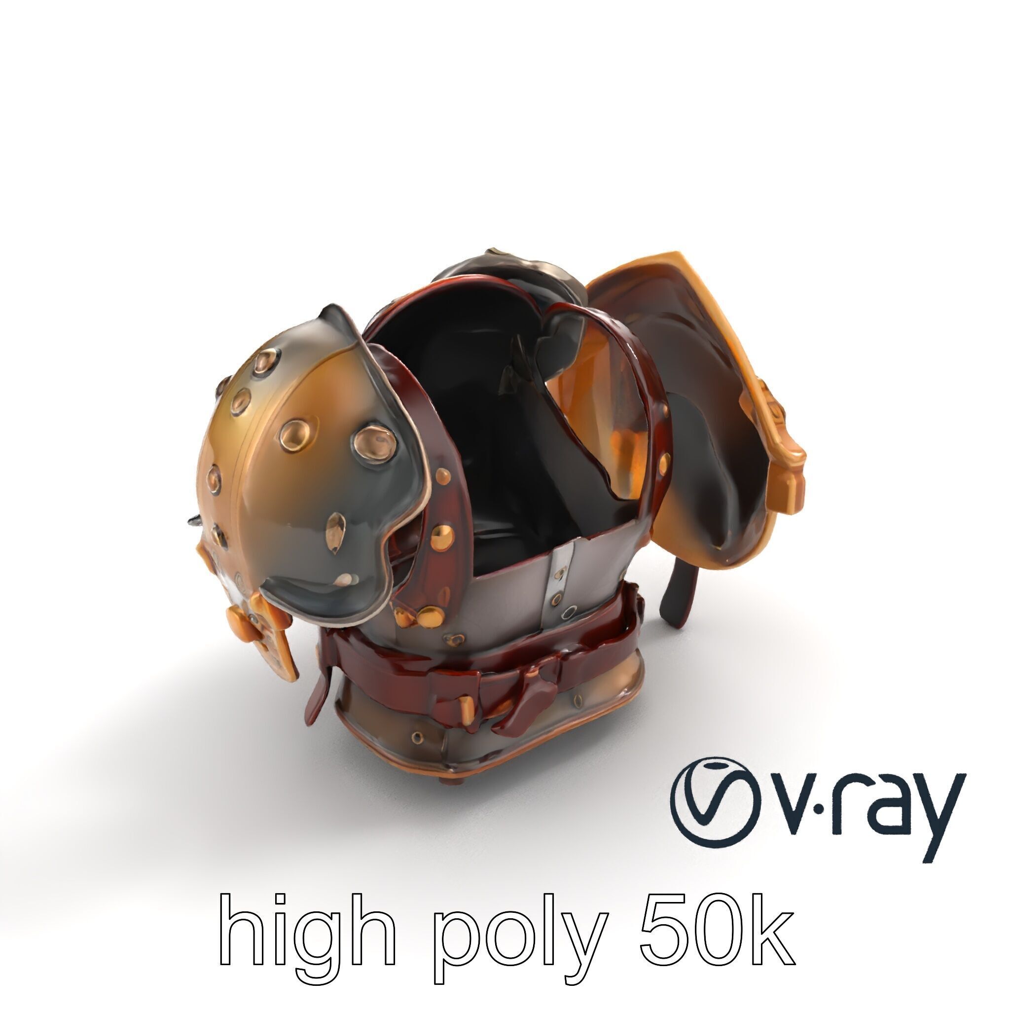 Steampunk Knight Armor Vintage Aesthetic Model Pack Low-poly 3D model_11