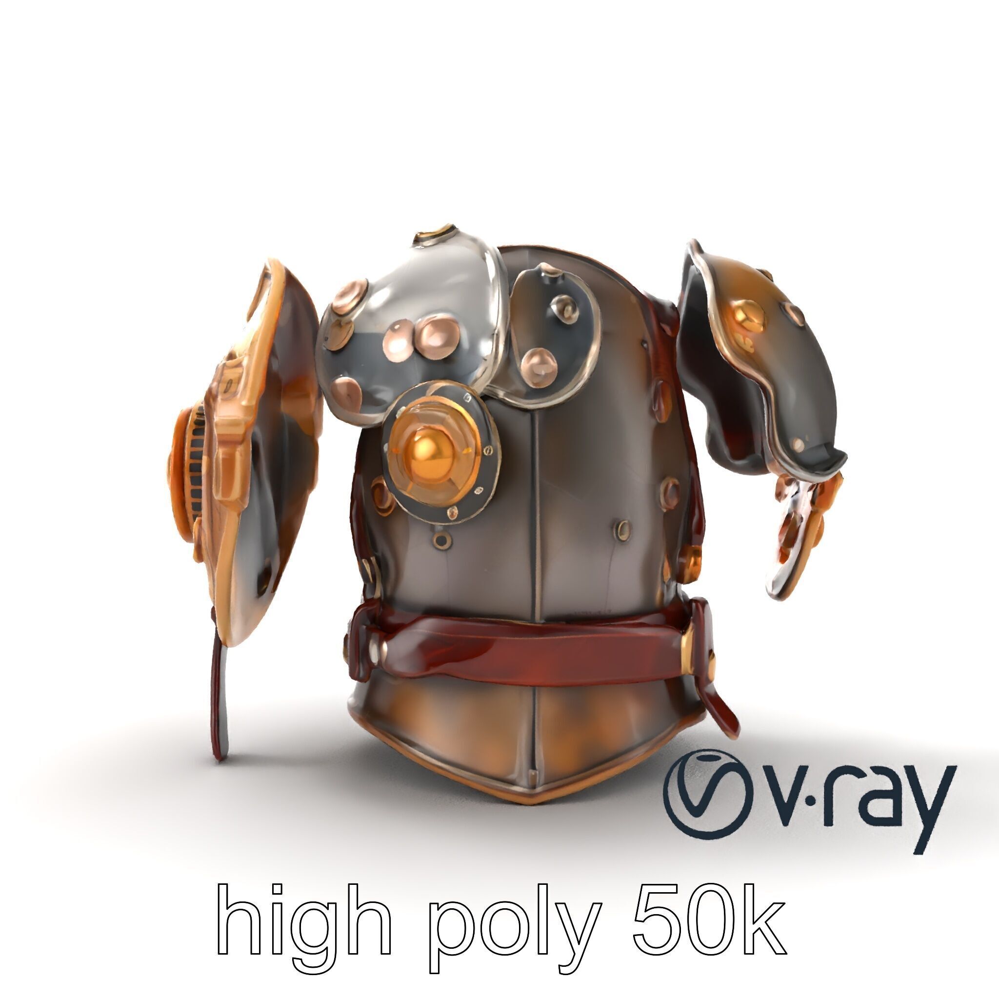 Steampunk Knight Armor Vintage Aesthetic Model Pack Low-poly 3D model_27