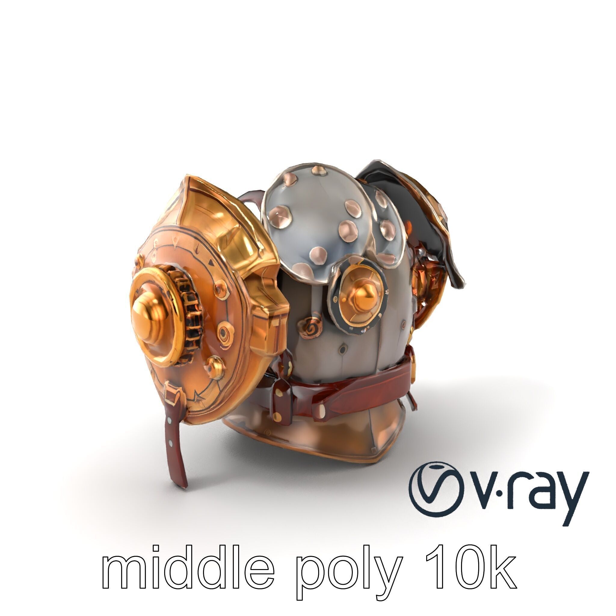 Steampunk Knight Armor Vintage Aesthetic Model Pack Low-poly 3D model_3